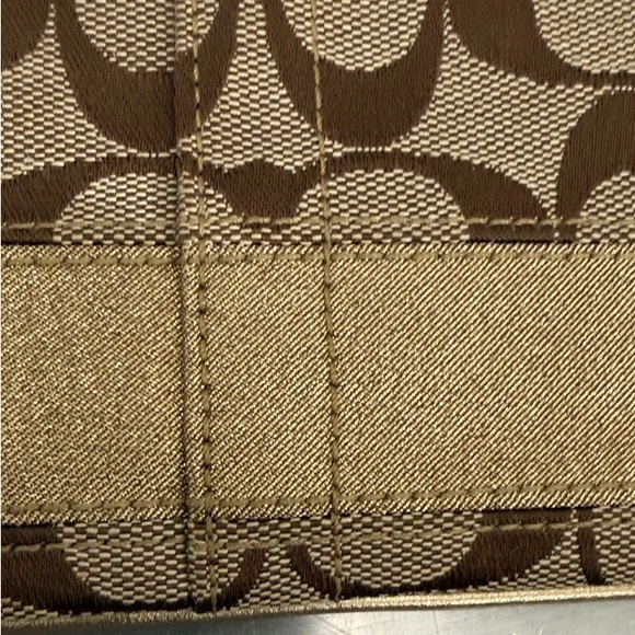 Coach Signature F41637 Gold Khaki Wristlet Pouch Clutch Wallet - Picture 6 of 7